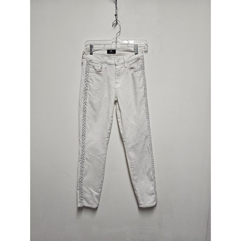7 For All Mankind Ankle Skinny Jeans 27 Braided Seams Women's Stretchy